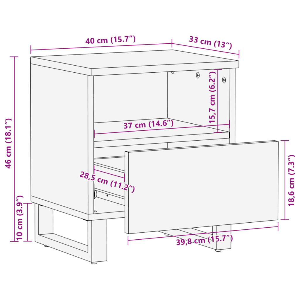 vidaXL Noptiere, 2 buc., 40x34x46 cm, lemn masiv reciclat