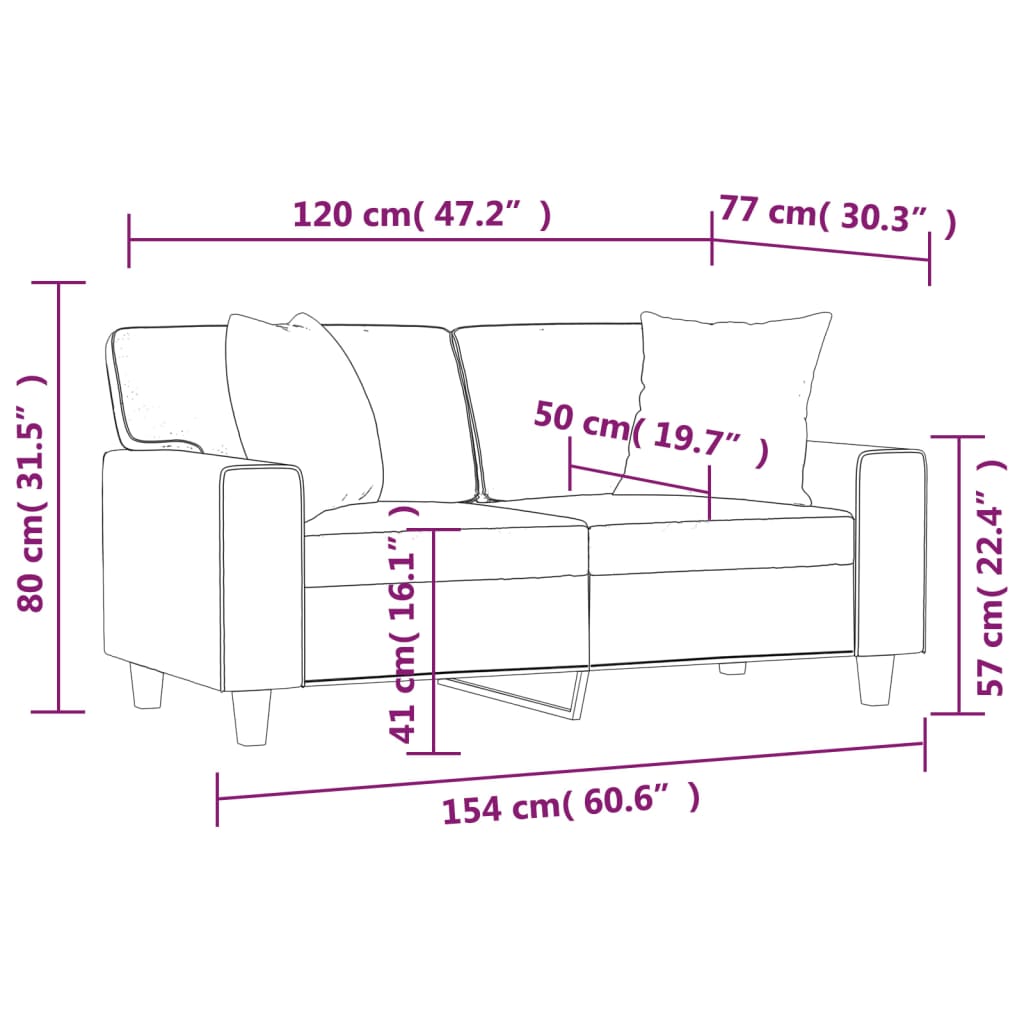 vidaXL Canapea cu 2 locuri cu pernuțe, roșu vin 120 cm piele ecologică