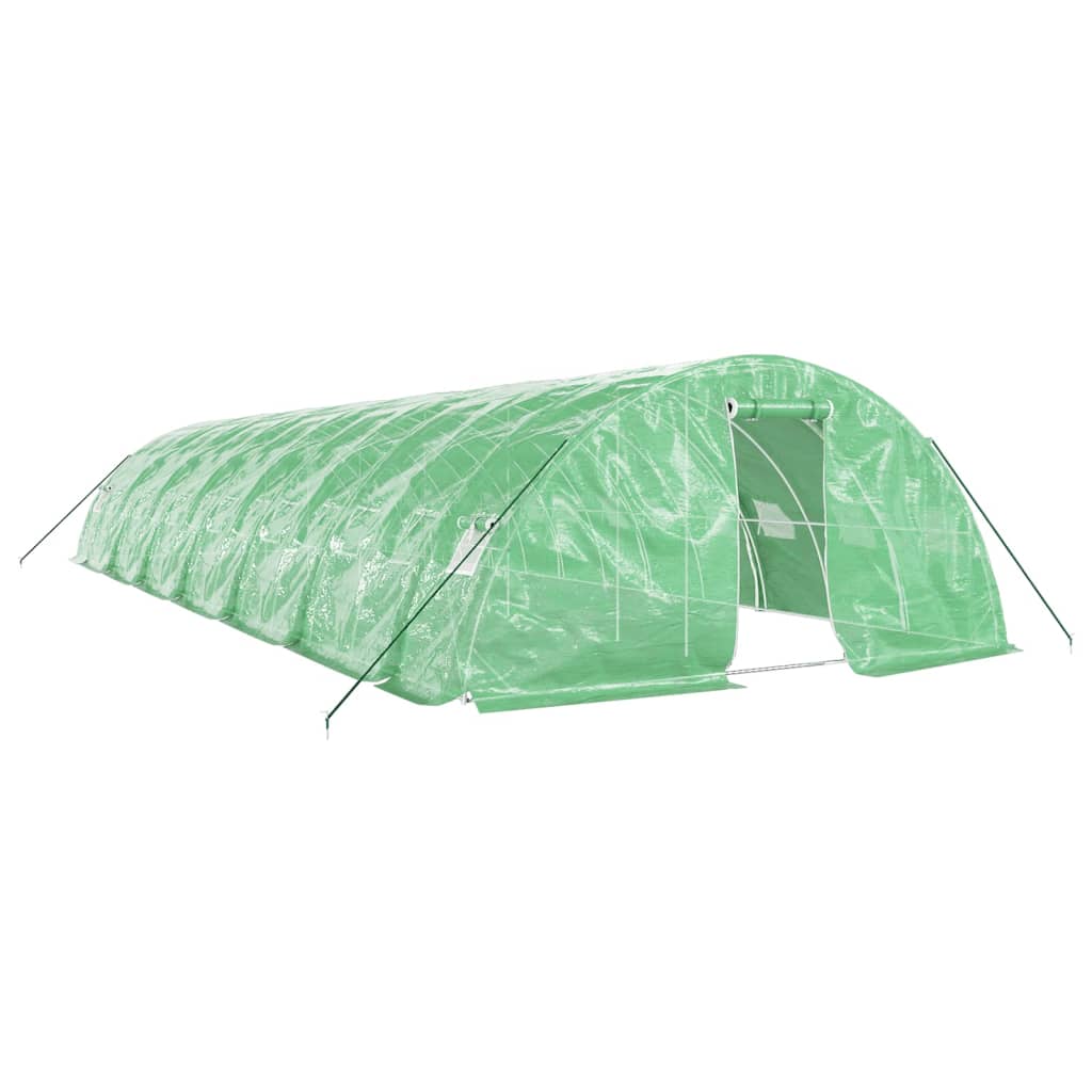 vidaXL Seră cu cadru din oțel, verde, 70 m², 14x5x2,3 m