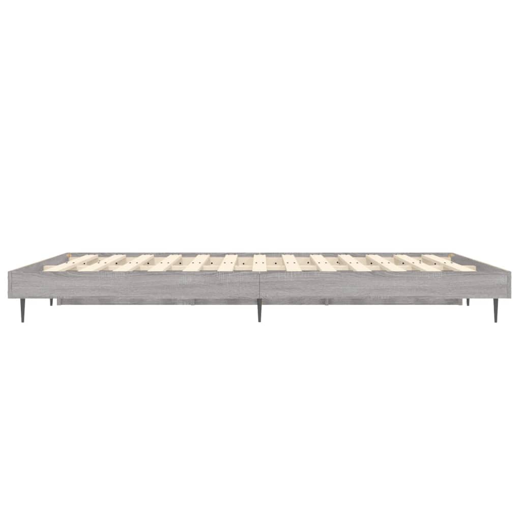 vidaXL Cadru de pat, gri sonoma, 140x190 cm, lemn prelucrat