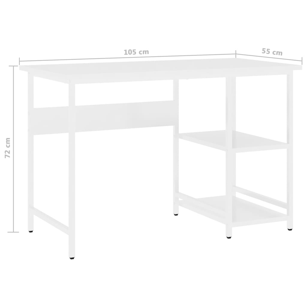 vidaXL Birou de calculator, alb, 105x55x72 cm, MDF și metal