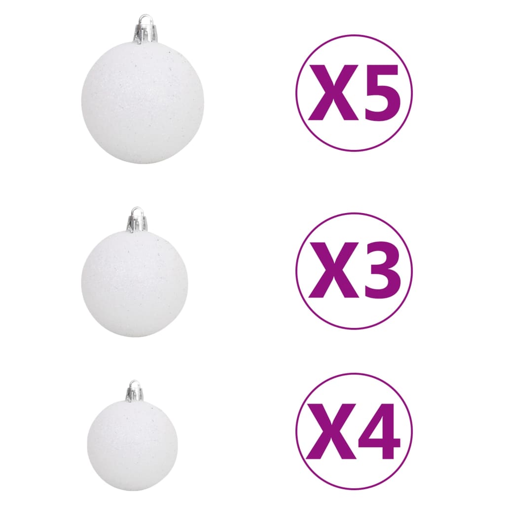 vidaXL Brad Crăciun artificial pre-iluminat set globuri alb 120 cm PVC