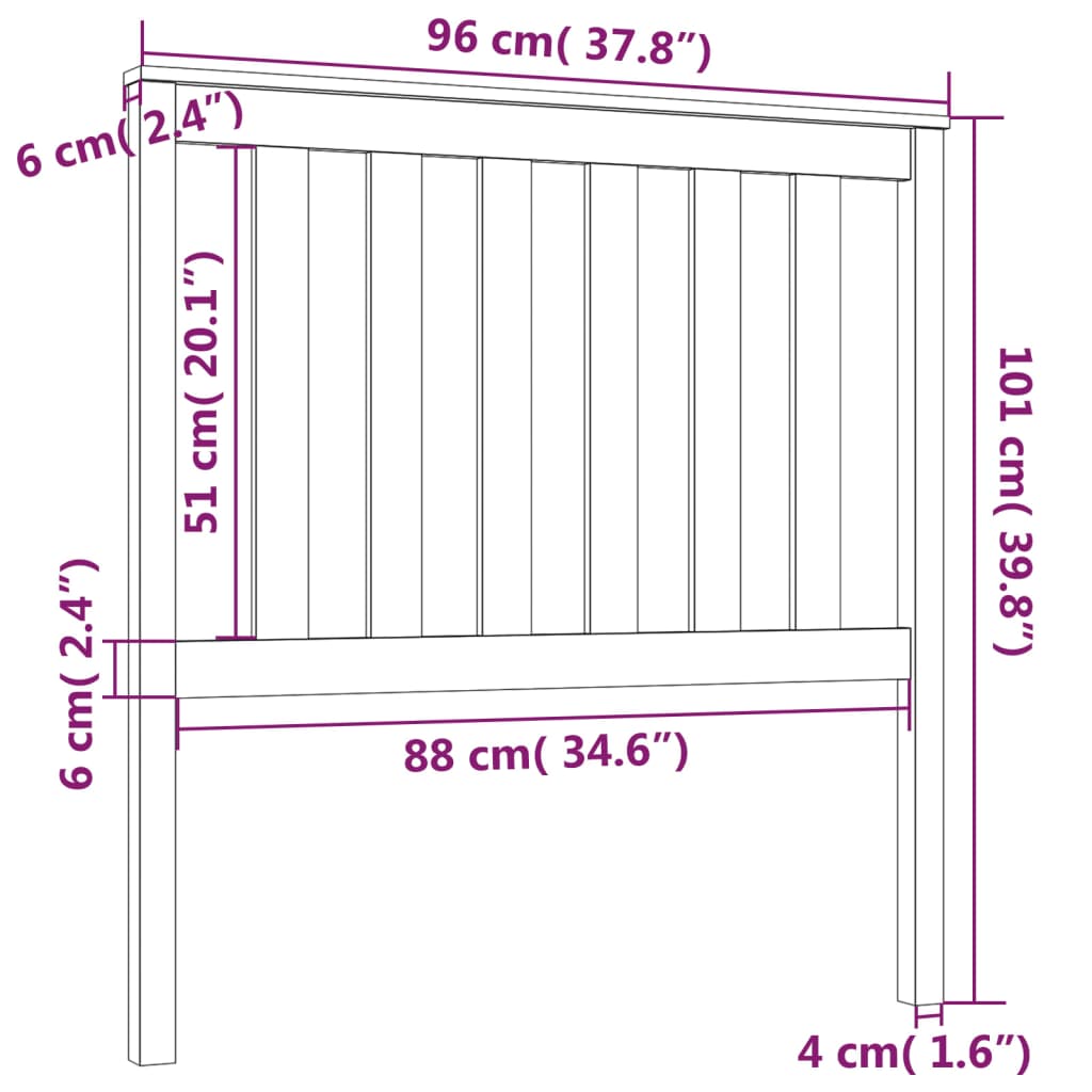 vidaXL Tăblie de pat, 96x6x101 cm, lemn masiv de pin