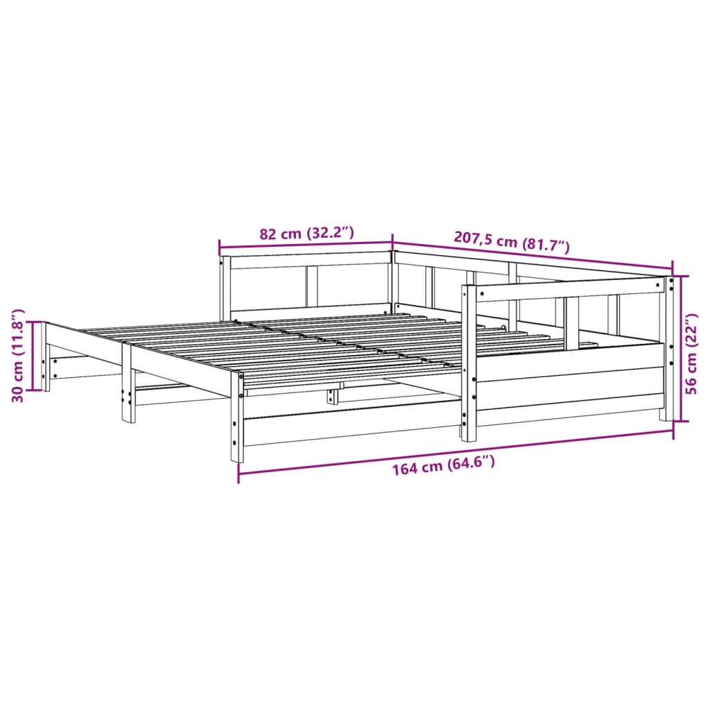 vidaXL Pat de zi fără saltea, maro ceruit, 80x200 cm, lemn masiv pin