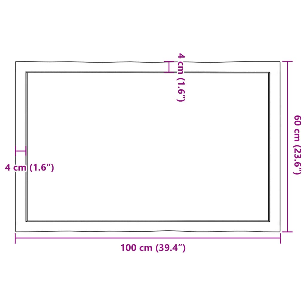 vidaXL Blat masă, 100x60x(2-6) cm, maro, lemn tratat contur organic