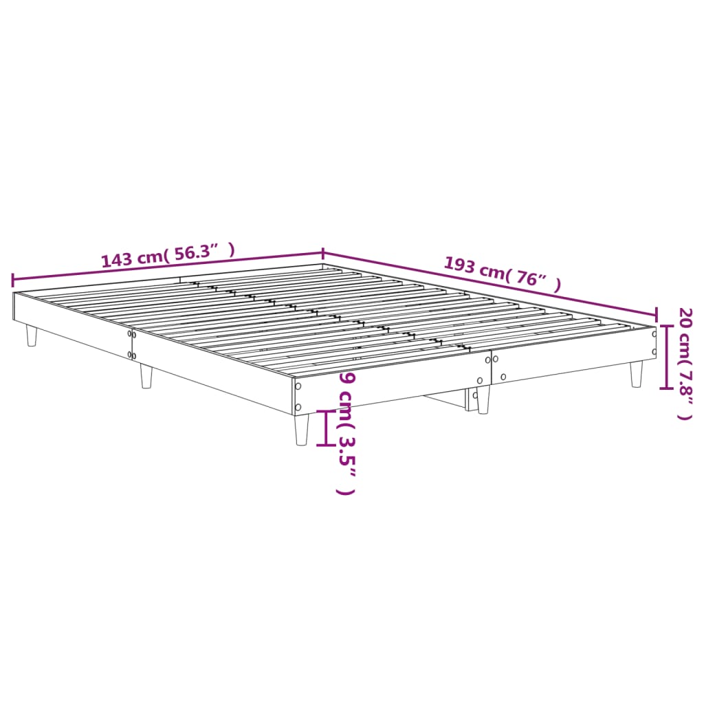 vidaXL Cadru pat fără saltea stejar sonoma, 140x190 cm, lemn prelucrat