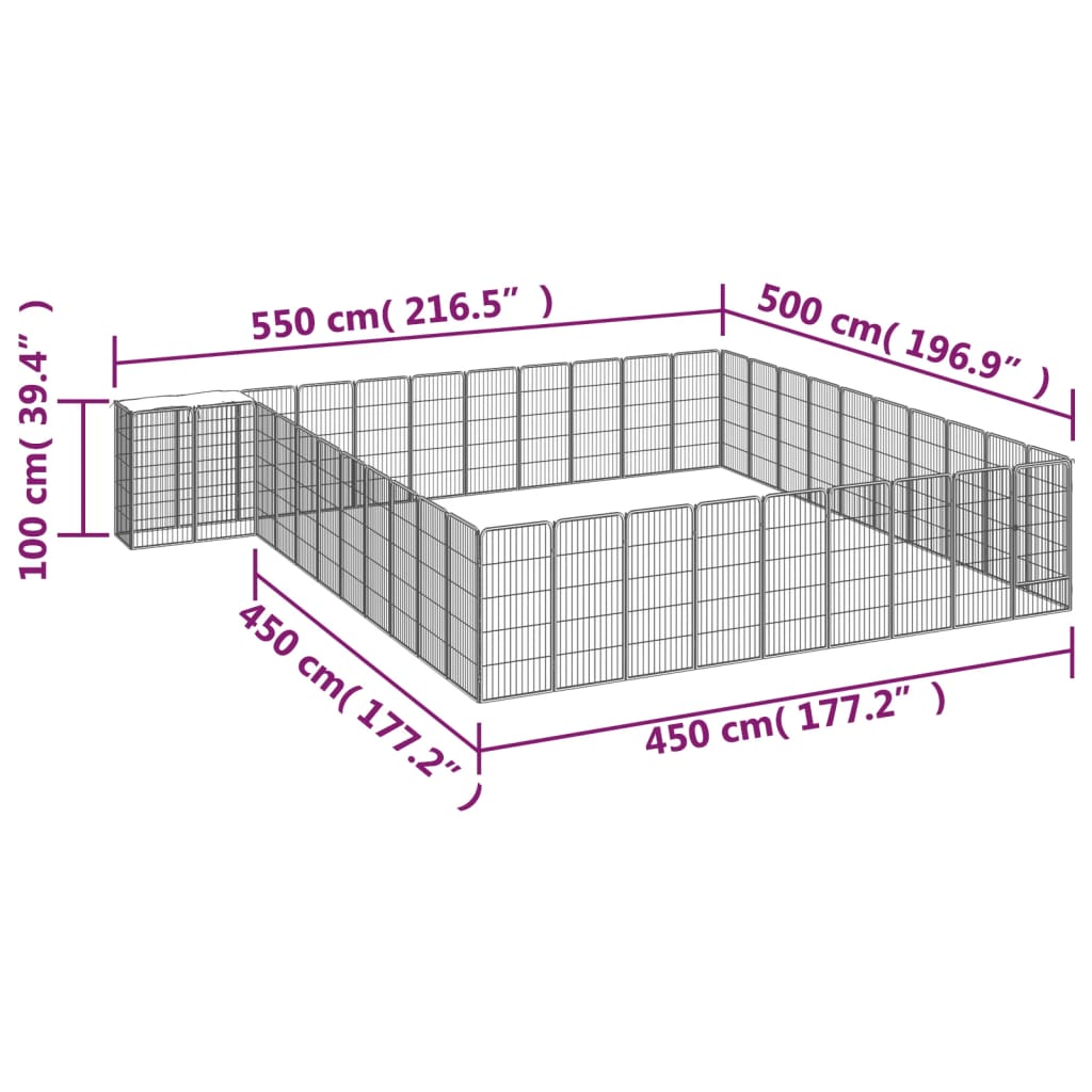 vidaXL Țarc câini 42 panouri negru 50x100 cm oțel vopsit electrostatic