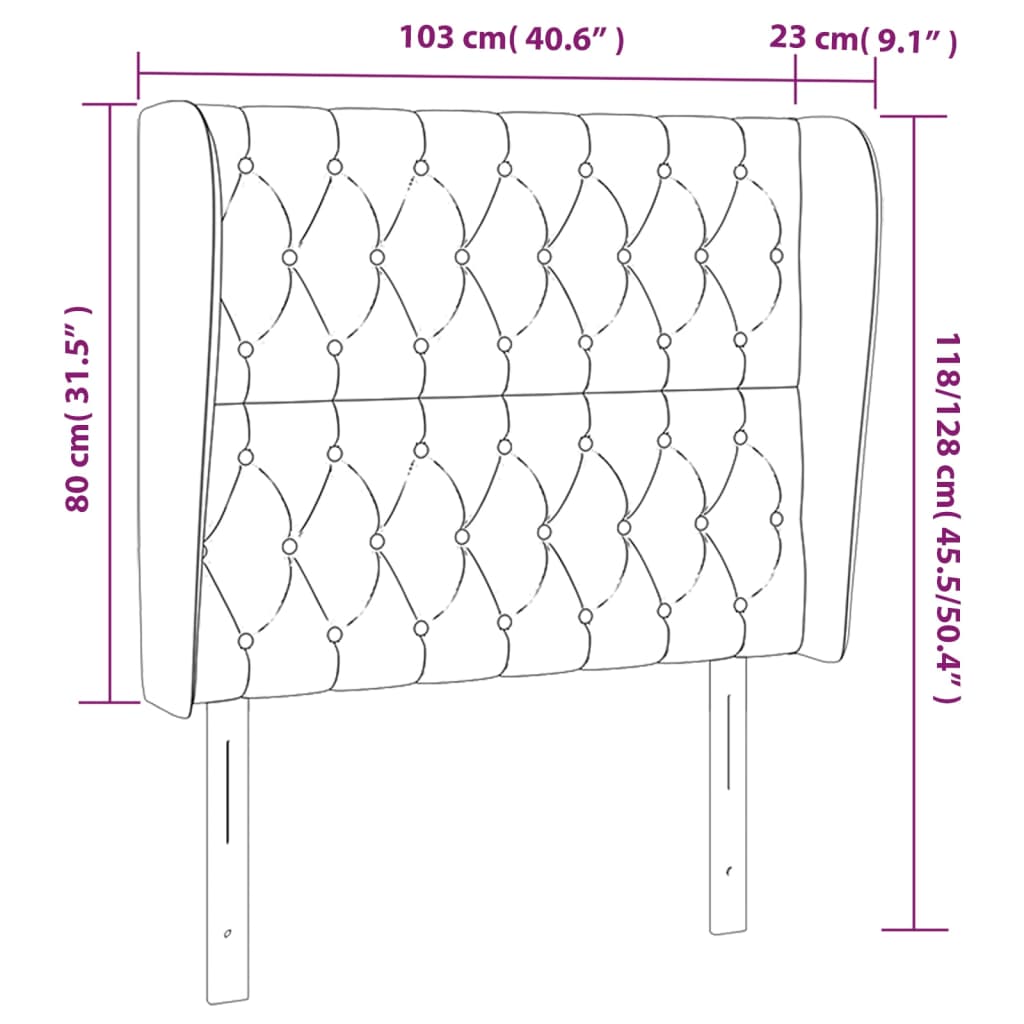 vidaXL Tăblie de pat cu aripioare, roz, 103x23x118/128 cm, catifea