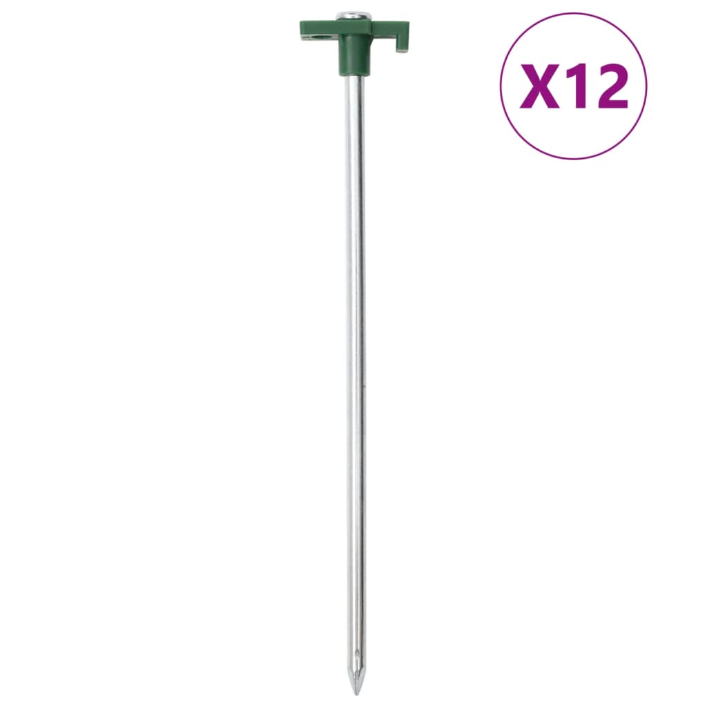 vidaXL Țăruși de cort, 12 buc., 25 cm, 7 mm, oțel galvanizat și PP