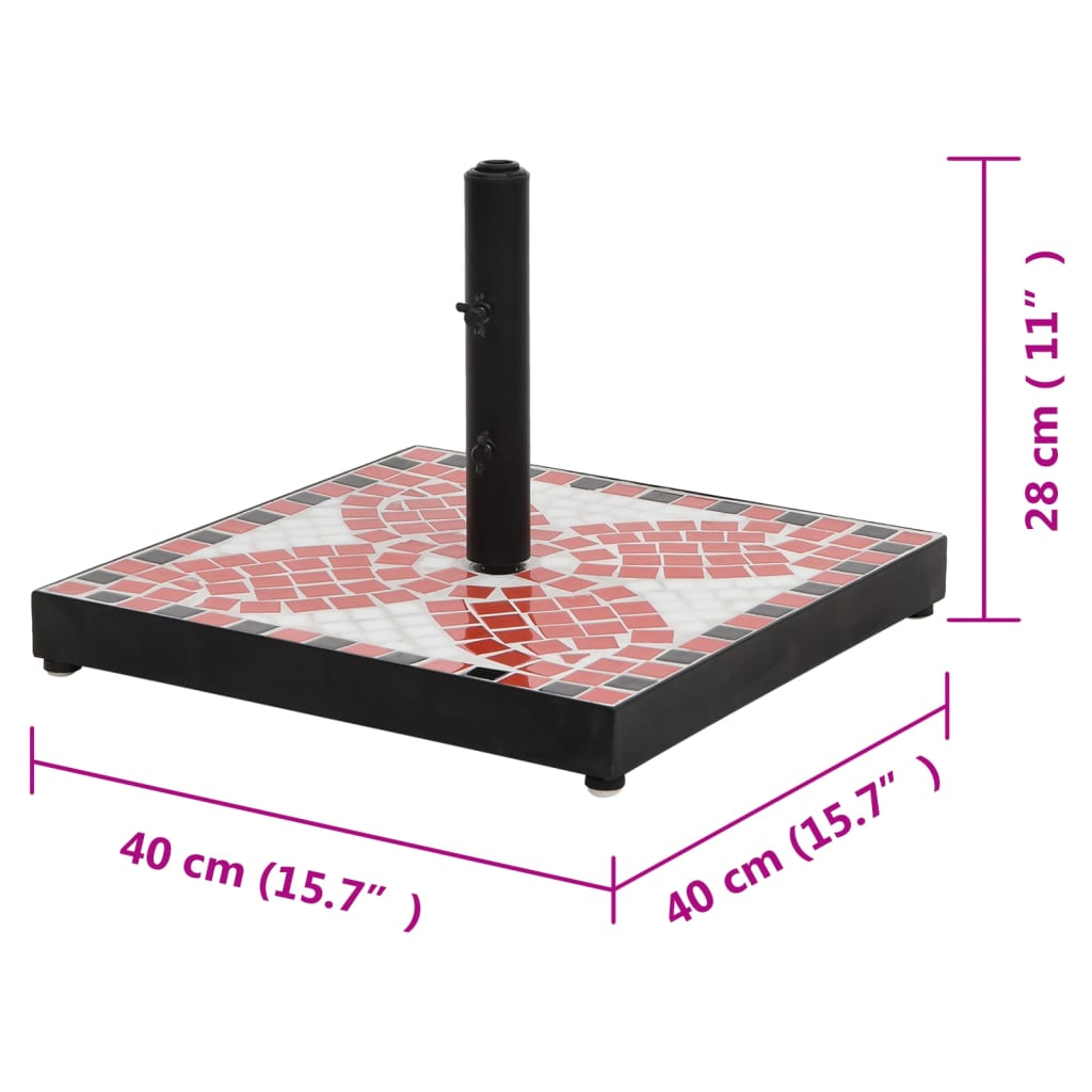 vidaXL Suport umbrelă de soare, cărămiziu și alb, pătrat, 12 kg