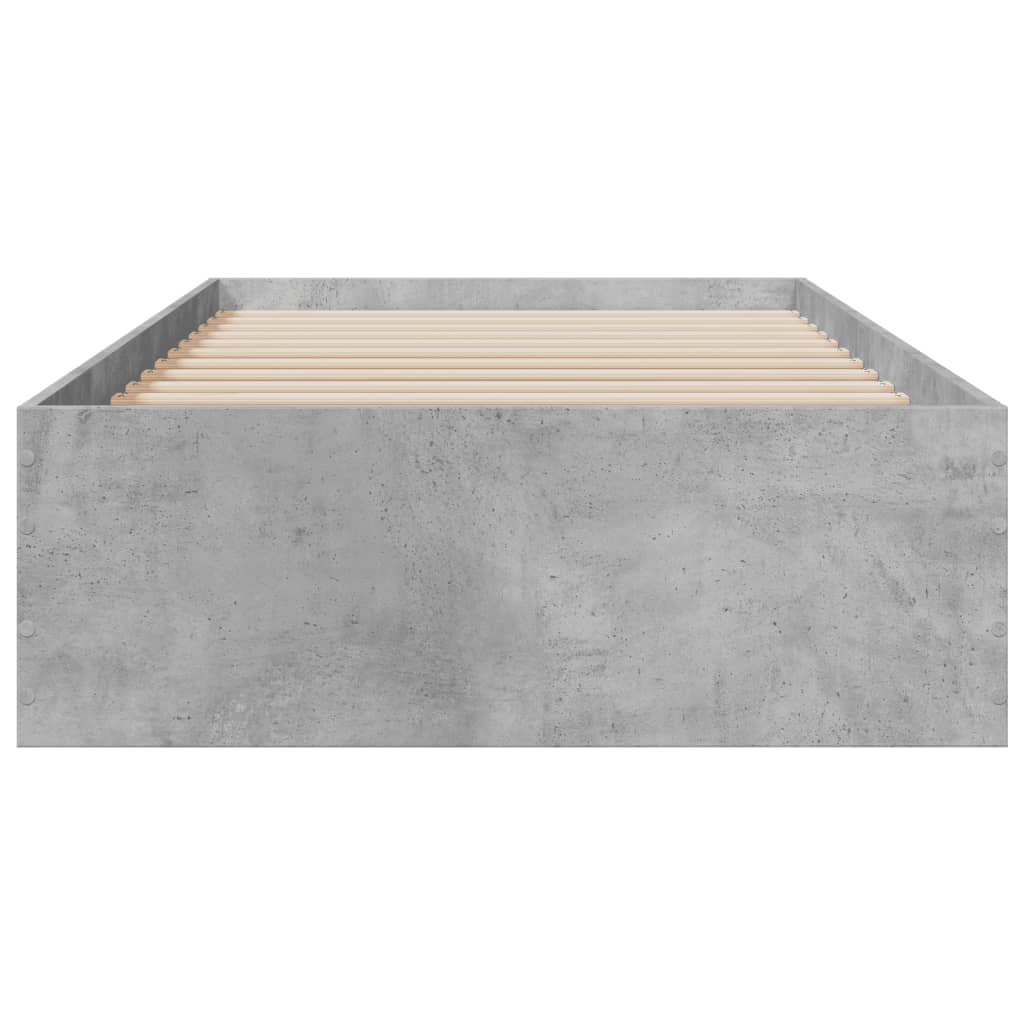 vidaXL Cadru de pat cu sertare, gri beton, 75x190 cm, lemn prelucrat