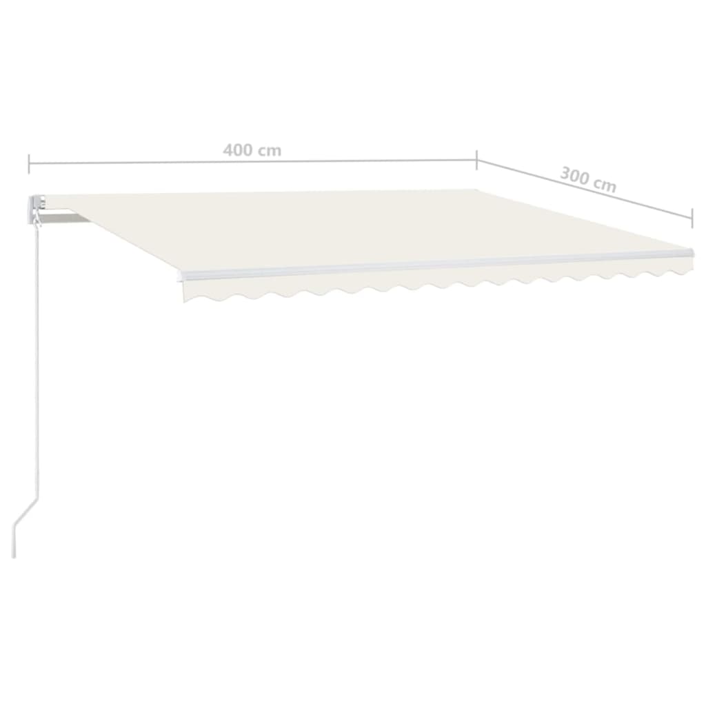 vidaXL Copertină retractabilă manual cu LED, crem, 400x300 cm