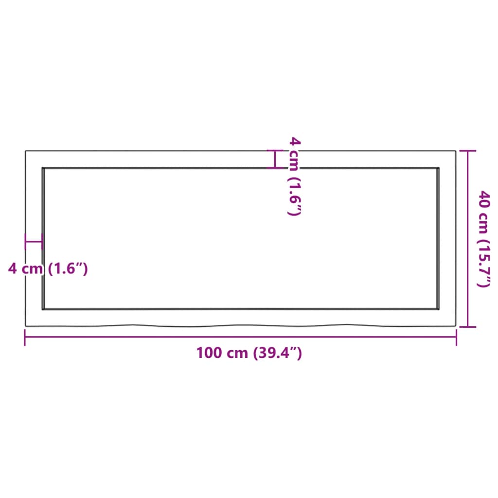 vidaXL Blat de masă maro 100x40x(2-4) cm, lemn masiv stejar tratat