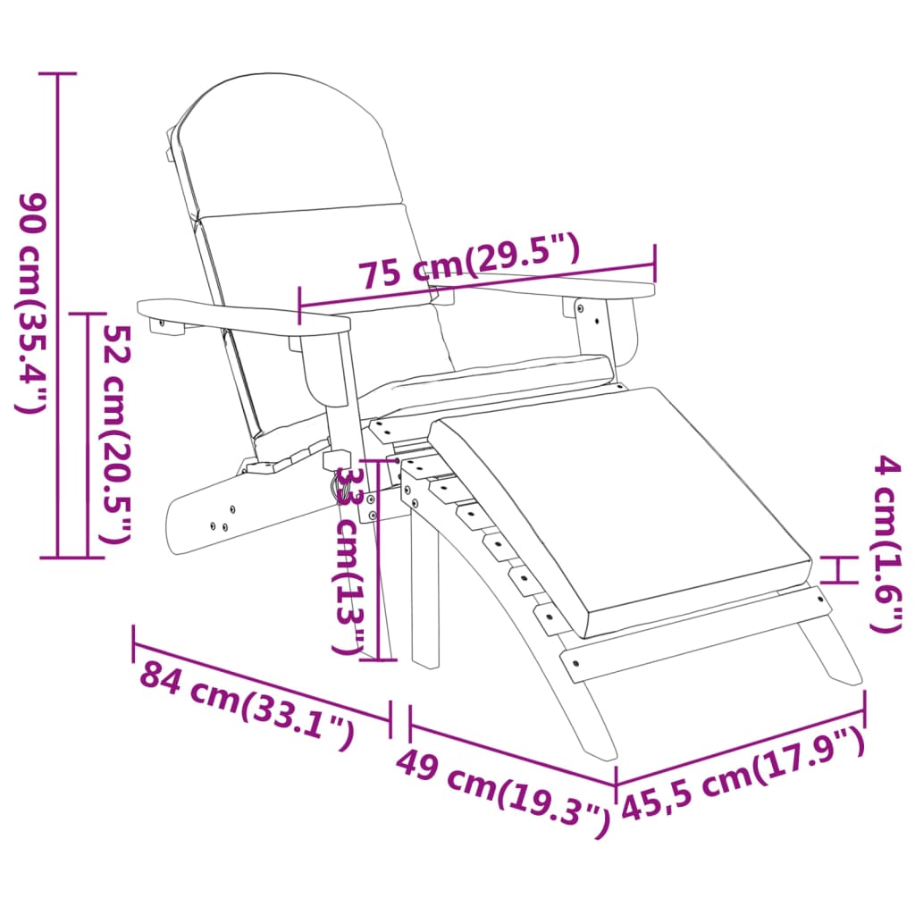 vidaXL Set mobilier de grădină Adirondack, 3 piese, lemn masiv acacia