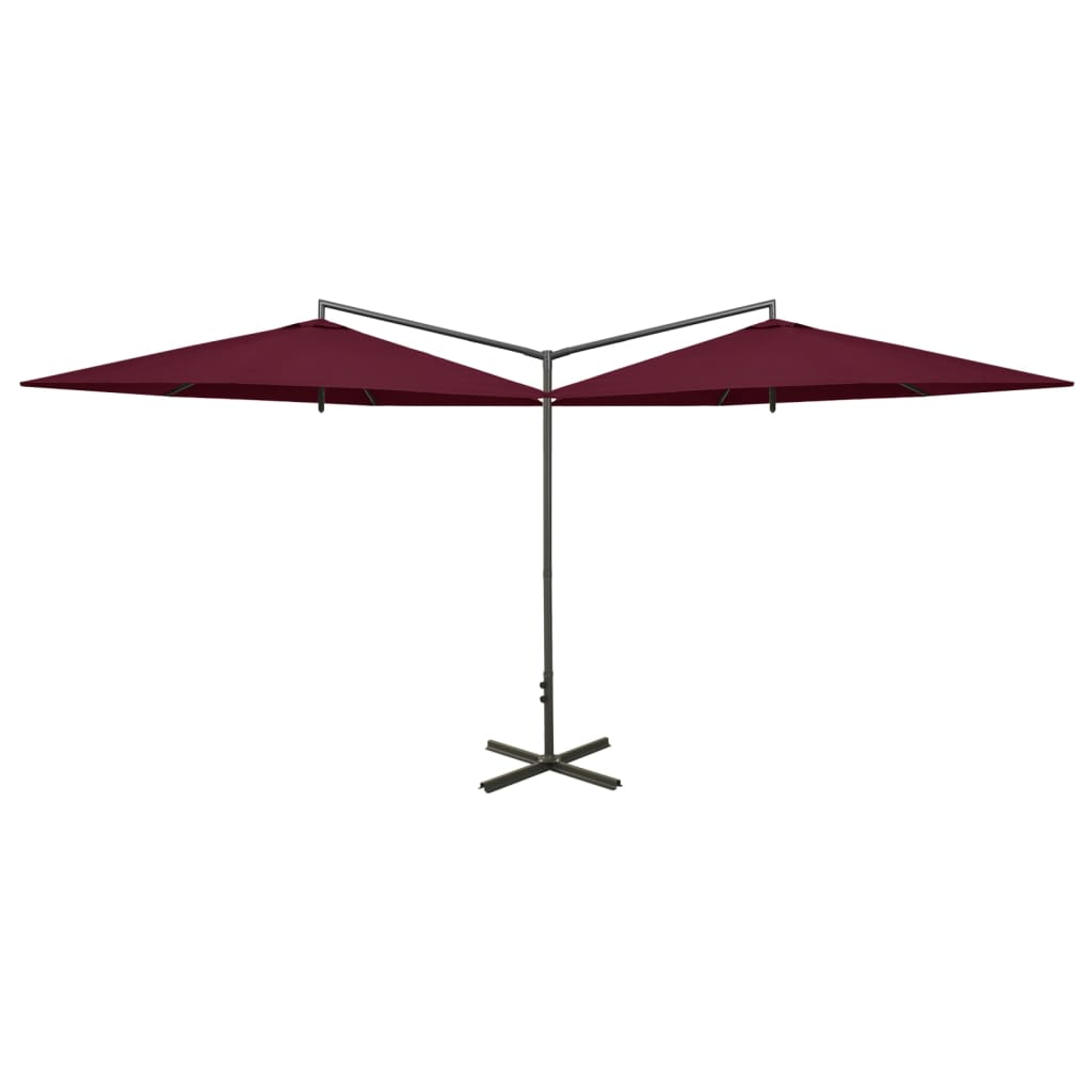 vidaXL Umbrelă de soare dublă, stâlp din oțel, roșu bordo, 600 cm