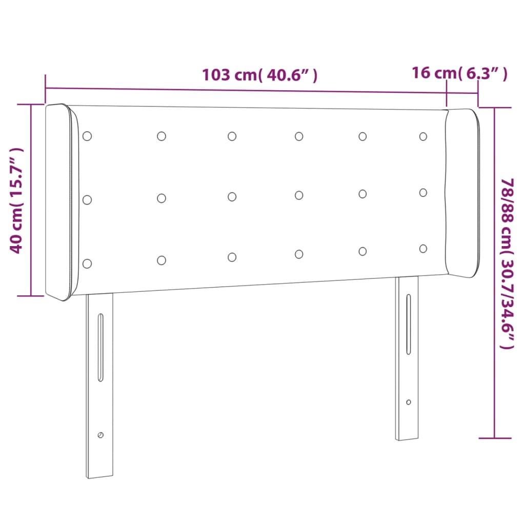 vidaXL Tăblie de pat cu LED, albastru închis, 103x16x78/88 cm, catifea