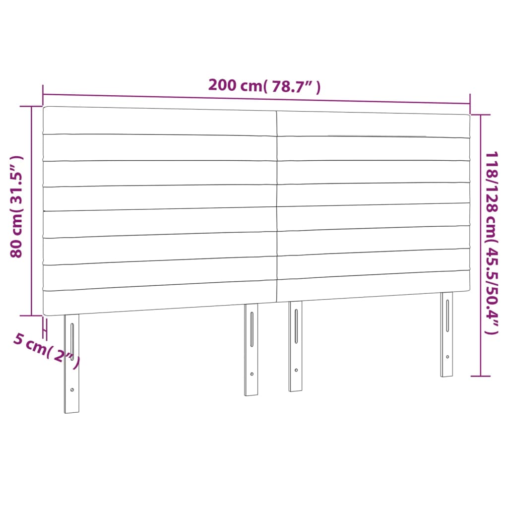 vidaXL Tăblie de pat cu LED, gri închis, 200x5x118/128 cm, catifea