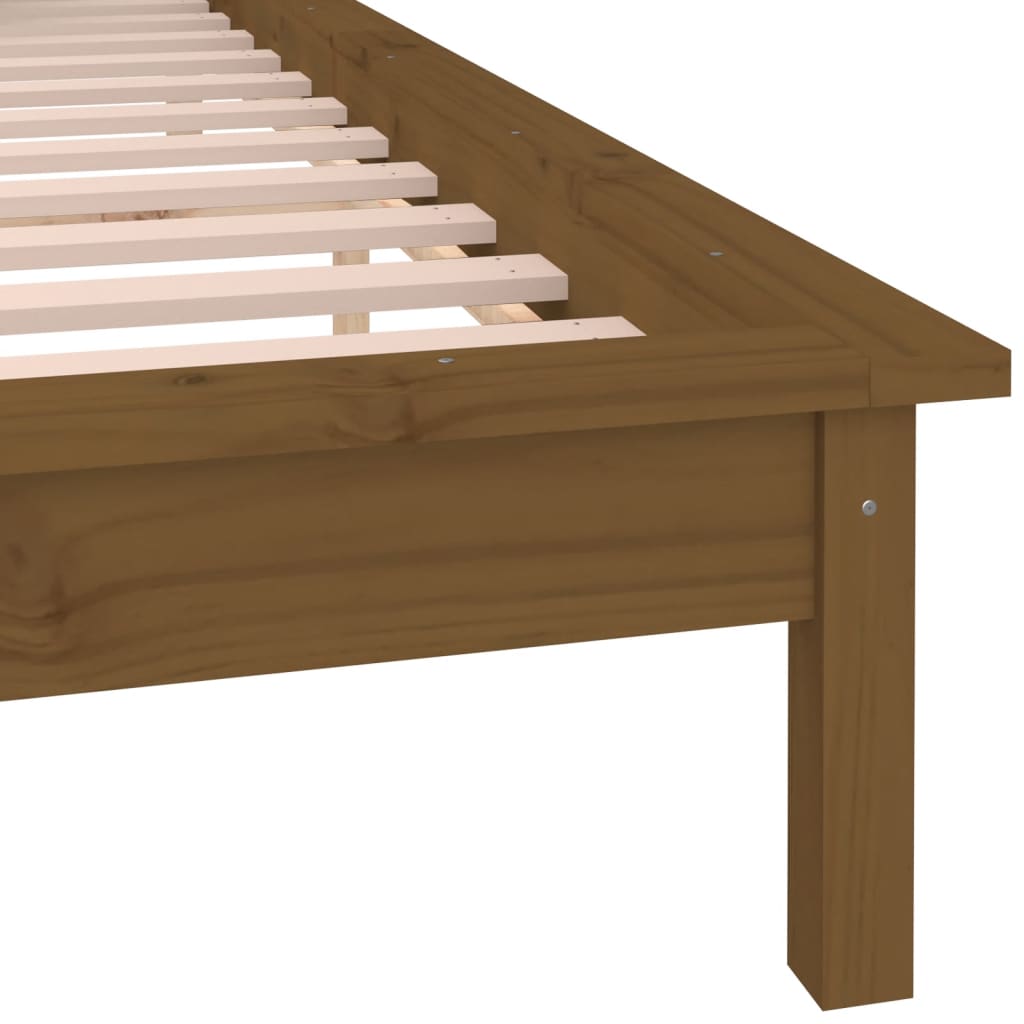 vidaXL Cadru de pat cu LED, maro miere, 140x200 cm, lemn masiv