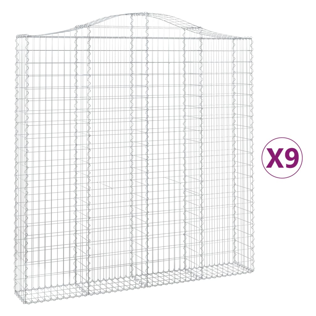 vidaXL Coșuri gabion arcuite 9 buc. 200x30x200/220 cm fier galvanizat