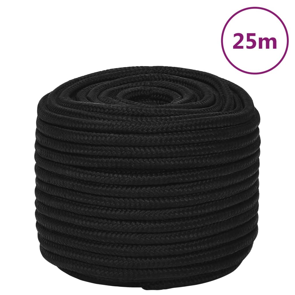 vidaXL Frânghie de lucru, negru, 14 mm, 25 m, poliester