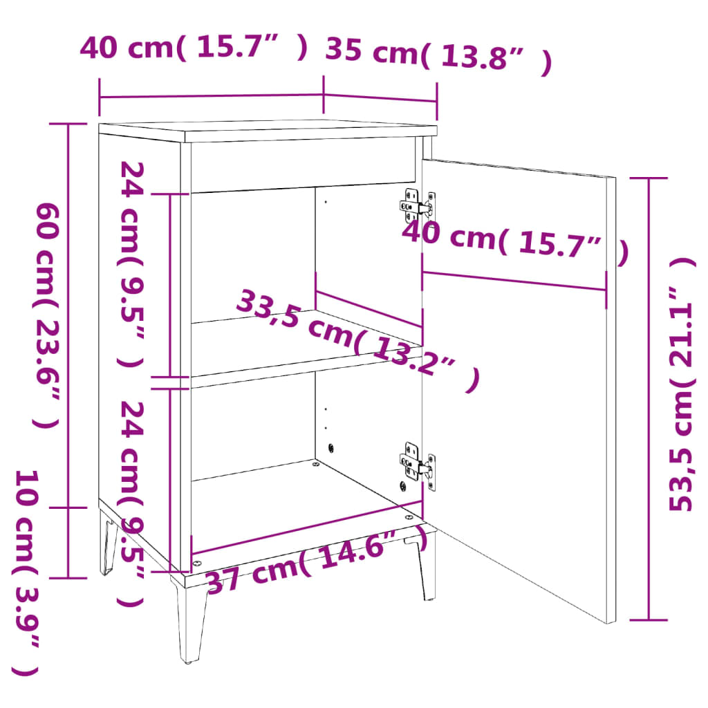 vidaXL Noptiere, 2 buc., gri beton, 40x35x70 cm, lemn prelucrat