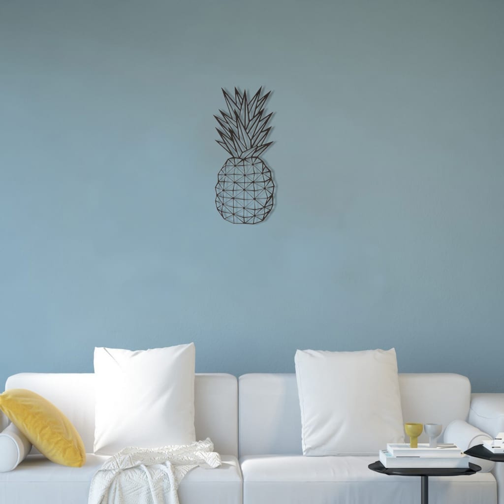 Homemania Decor de perete Pineapple, negru, 22x55 cm, oțel