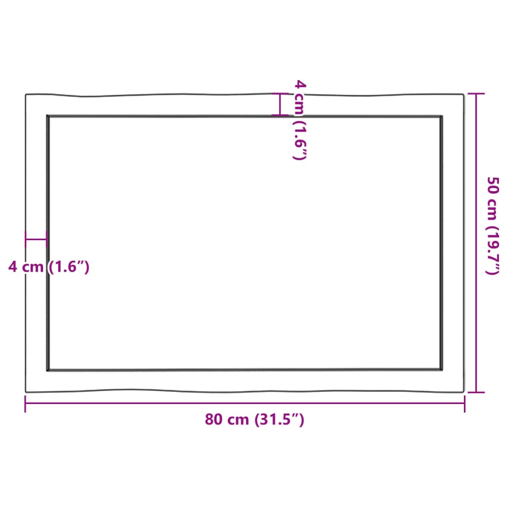 vidaXL Blat masă 80x50x(2-4) cm lemn stejar netratat contur organic