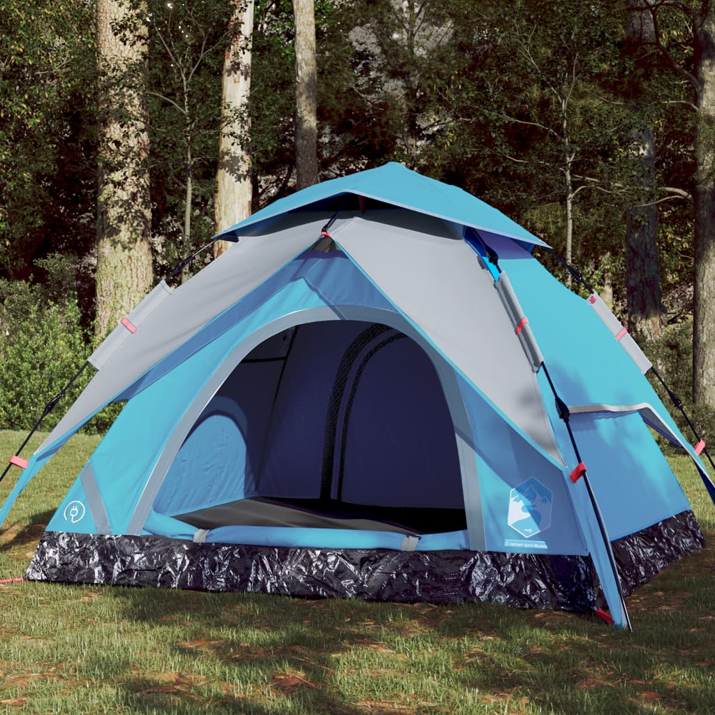 vidaXL Cort de camping cupolă 4 persoane, setare rapidă, albastru