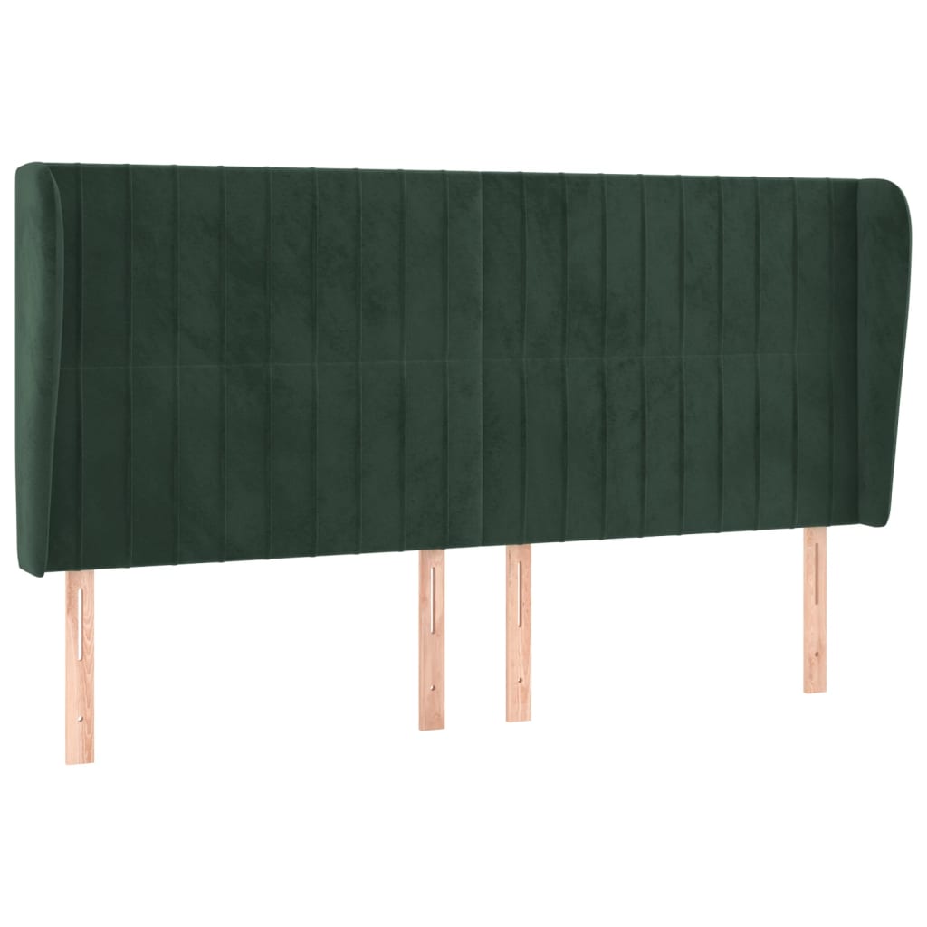 vidaXL Tăblie pat cu aripioare verde închis 163x23x118/128 cm catifea