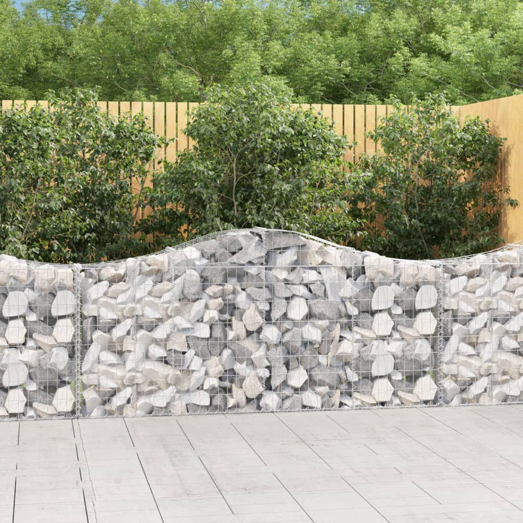 vidaXL Coșuri gabion arcuite 7 buc, 200x30x80/100cm, fier galvanizat