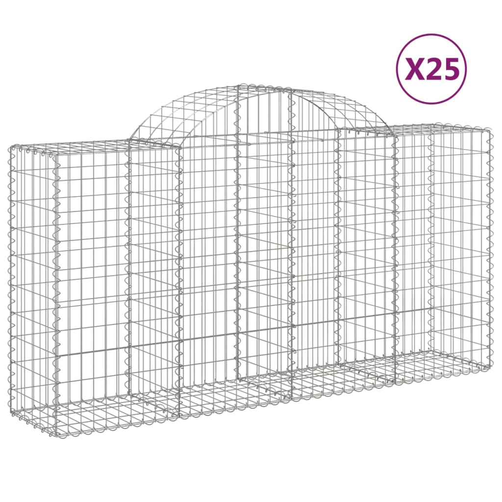 vidaXL Coșuri gabion arcuite 25 buc, 200x50x100/120 cm fier galvanizat