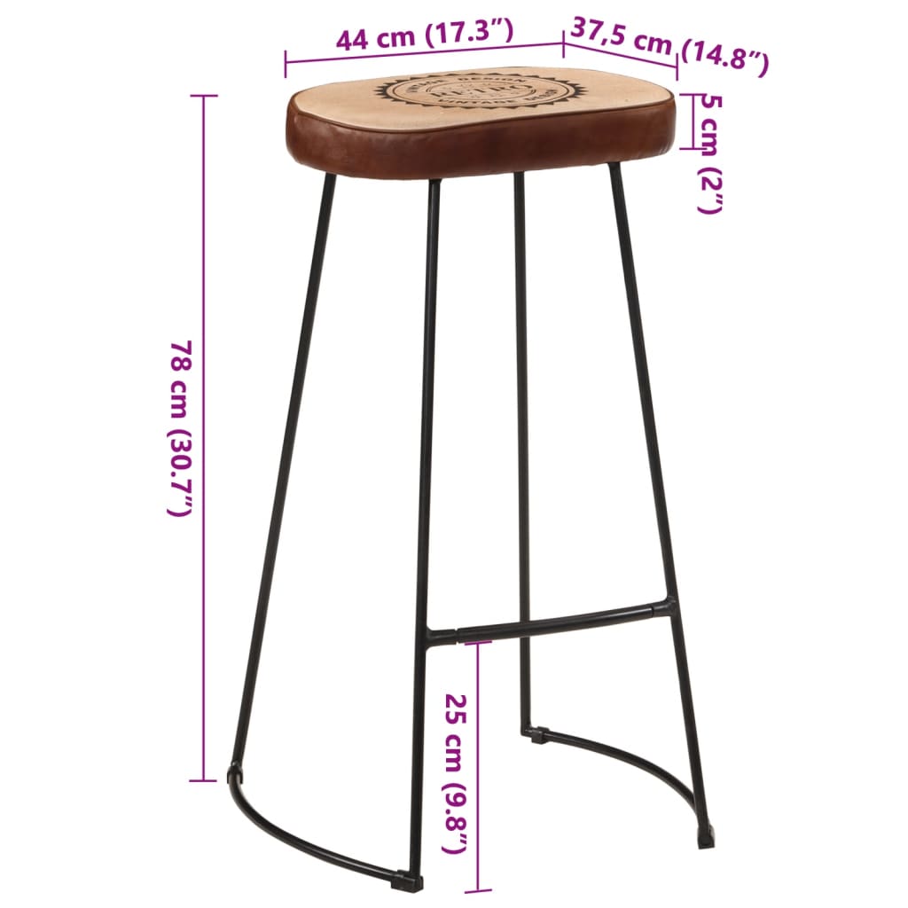 vidaXL Scaune de bar, 2 buc., maro închis, 44x37,5x78 cm