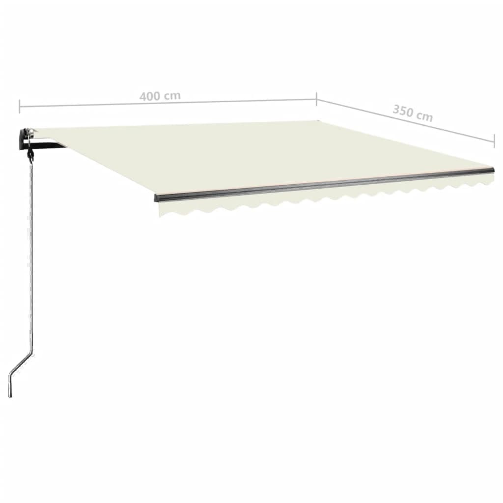 vidaXL Copertină retractabilă manual cu LED, crem, 400x350 cm