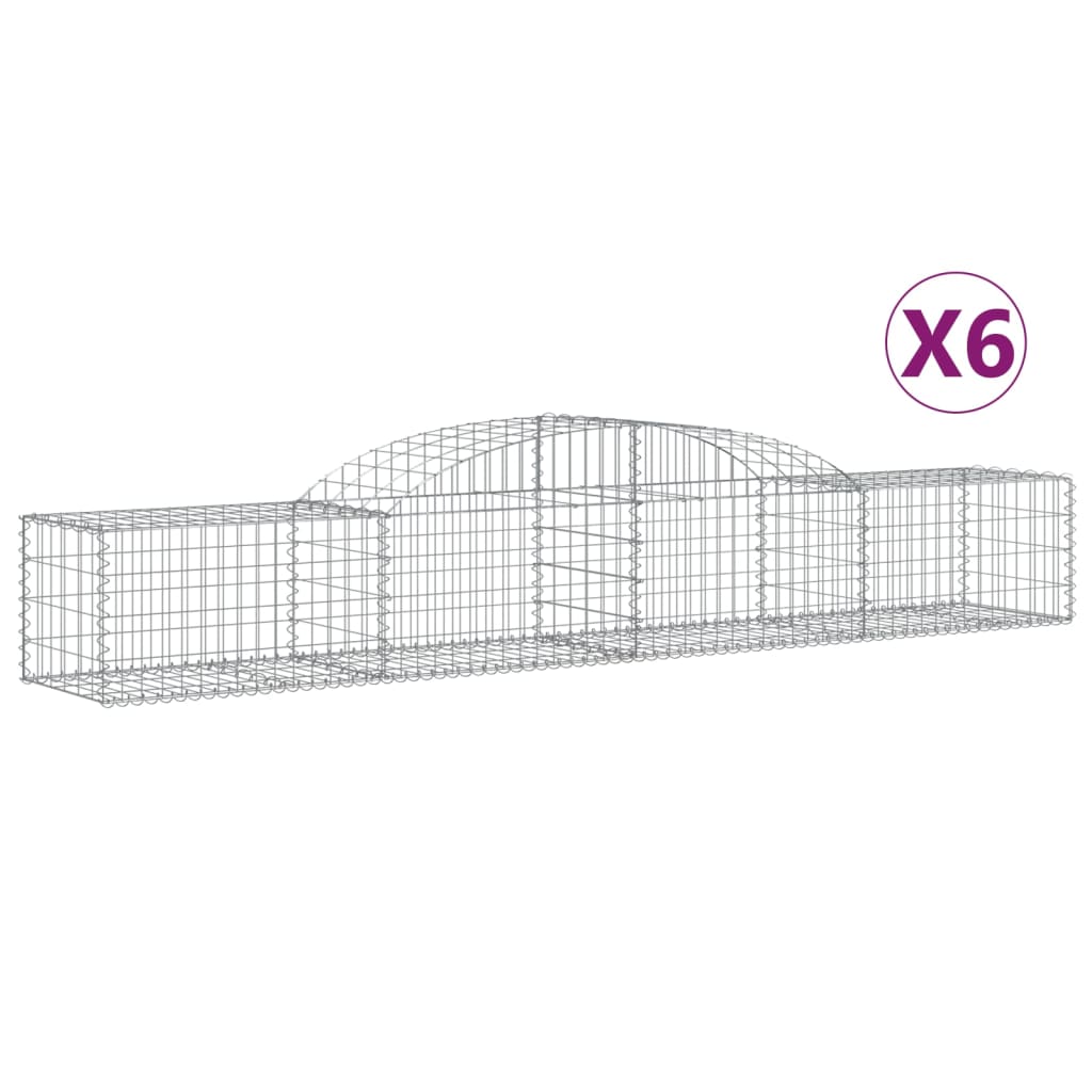 vidaXL Coșuri gabion arcuite, 6 buc., 300x50x40/60 cm, fier galvanizat