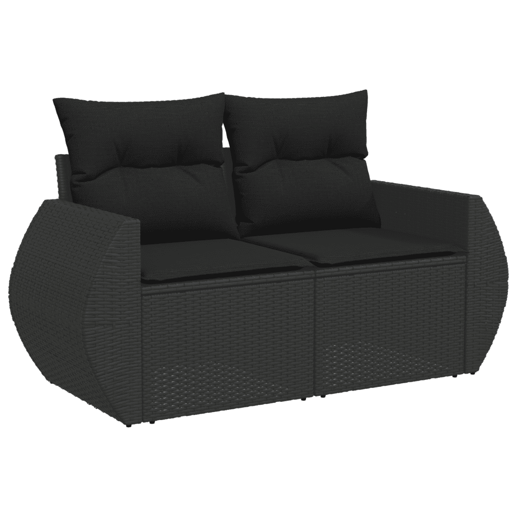 vidaXL Set mobilier de grădină cu perne, 9 piese, negru, poliratan