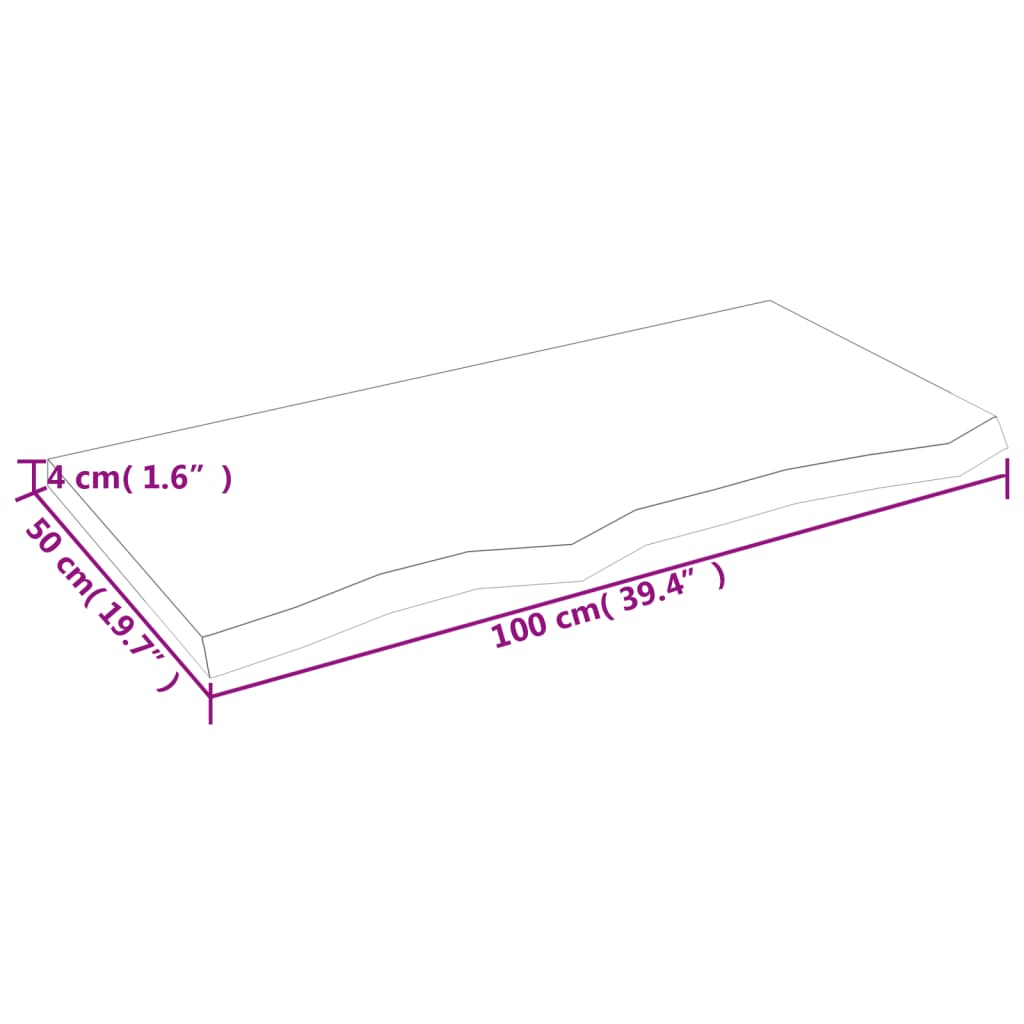 vidaXL Blat de baie, maro închis, 100x50x(2-4) cm, lemn masiv tratat