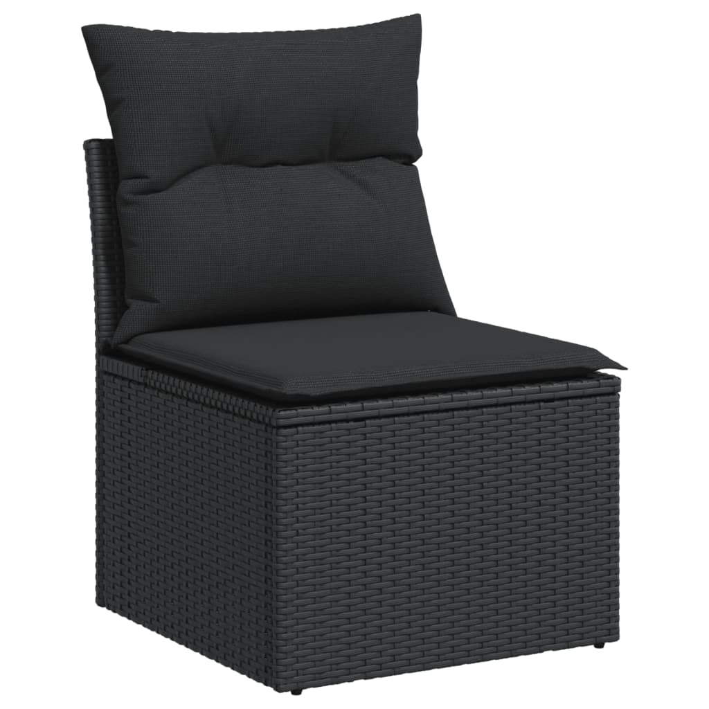 vidaXL Set mobilier de grădină cu perne, 4 piese, negru, poliratan