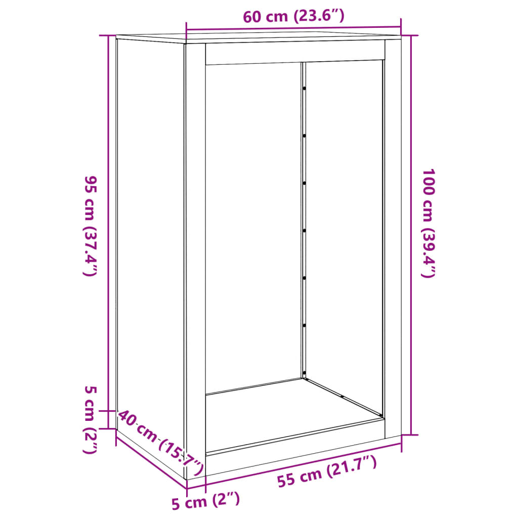 vidaXL Suport pentru lemne de foc, 60x40x100 cm, oțel corten