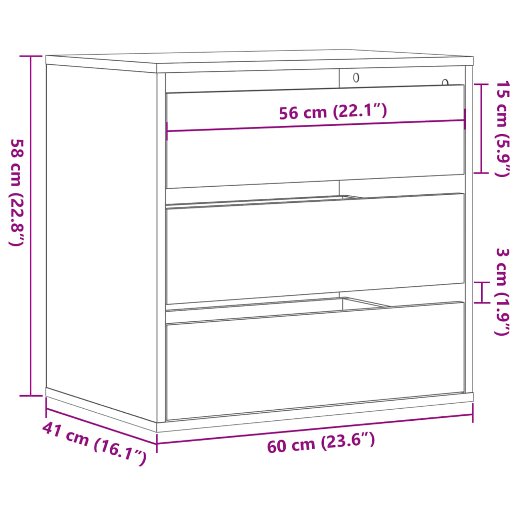 vidaXL Dulap colț cu sertare sonoma gri 60x41x58 cm lemn prelucrat