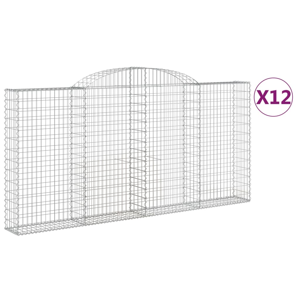 vidaXL Coșuri gabion arcuite 12 buc. 300x30x140/160 cm fier galvanizat