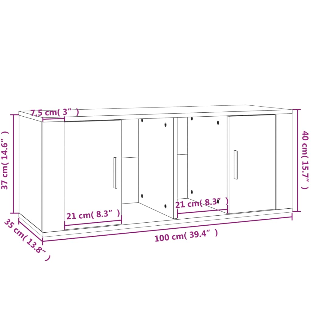 vidaXL Comodă TV, stejar sonoma, 100x35x40 cm, lemn prelucrat