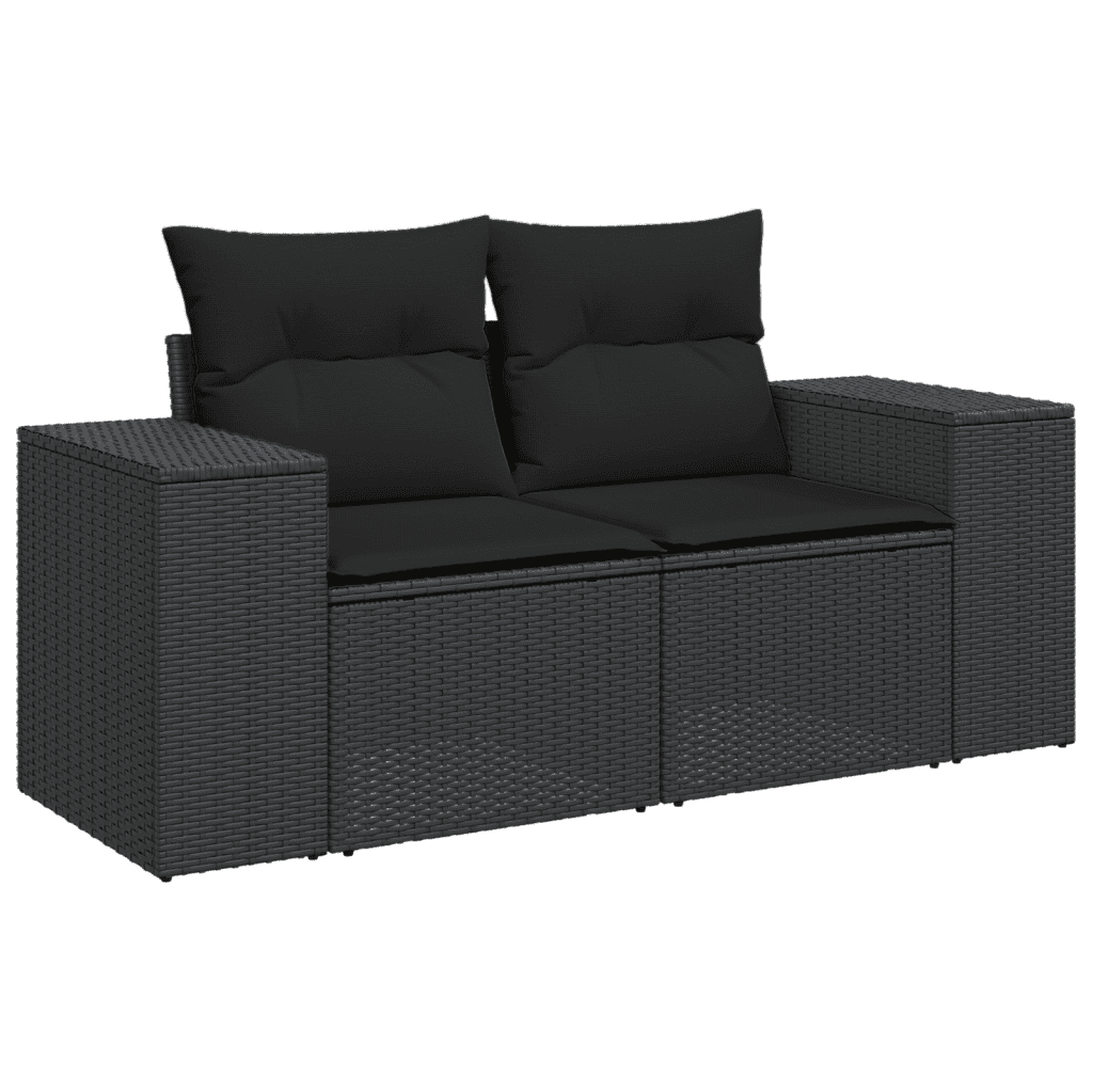 vidaXL Set canapele de grădină cu perne, 7 piese, negru, poliratan