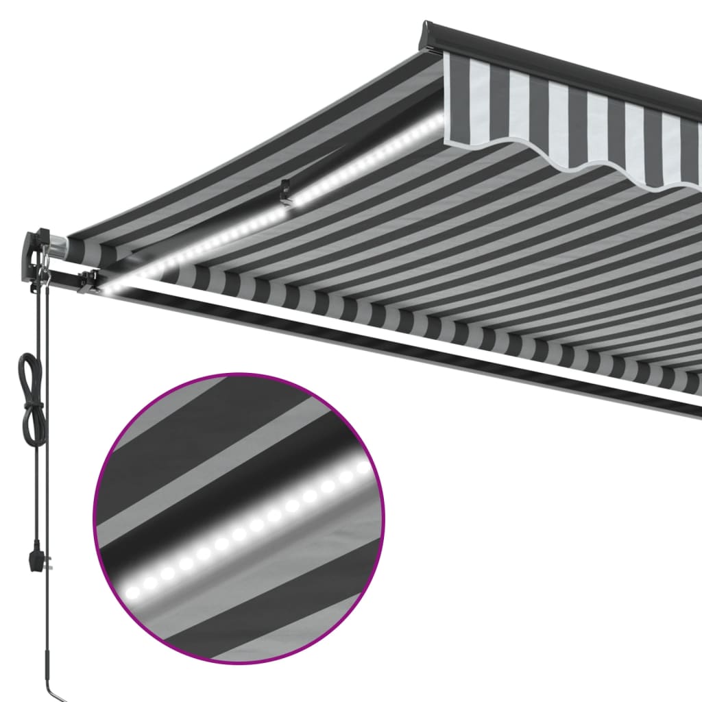 vidaXL Copertină retractabilă automat LED-uri antracit/alb 400x350 cm