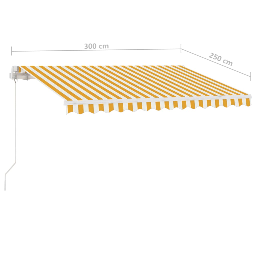 vidaXL Copertină retractabilă manual, galben/alb, 300x250 cm