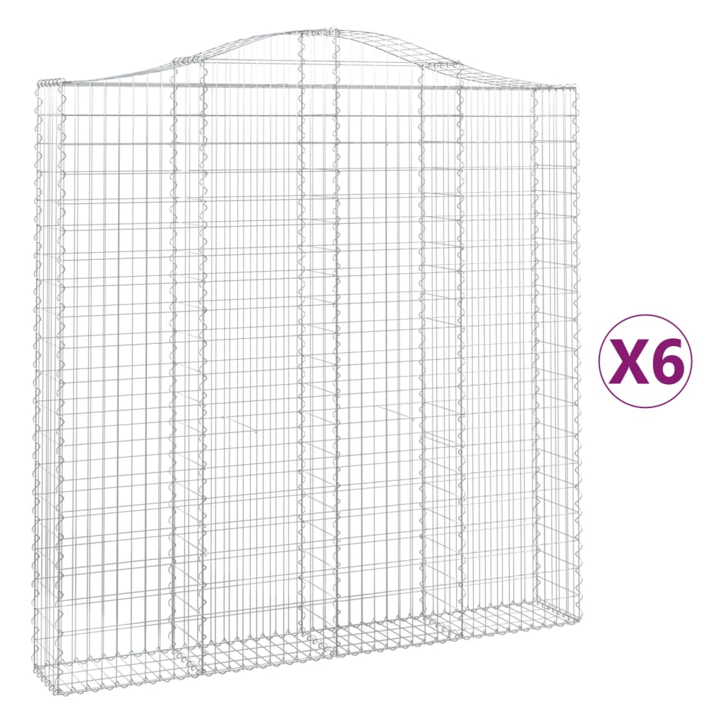 vidaXL Coșuri gabion arcuite 6 buc. 200x30x200/220 cm fier galvanizat