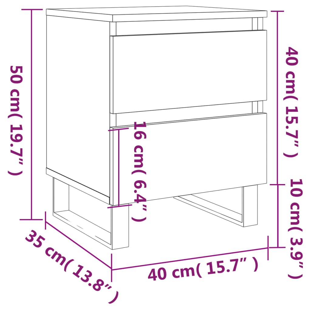 vidaXL Noptiere, 2 buc., stejar maro, 40x35x50 cm, lemn compozit