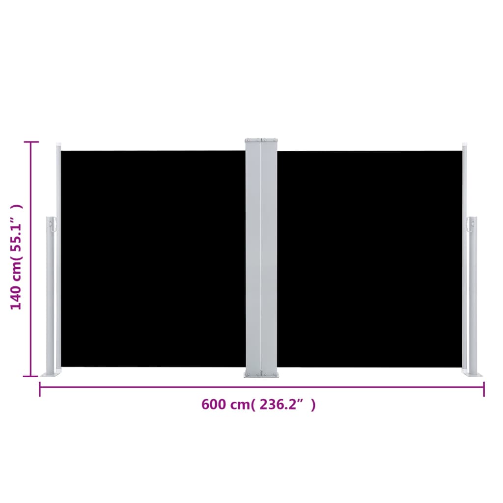 vidaXL Copertină laterală retractabilă, negru, 140x600 cm