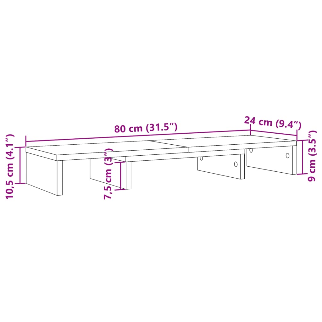 vidaXL Suport monitor reglabil stejar maro 80x24x10,5cm lemn prelucrat