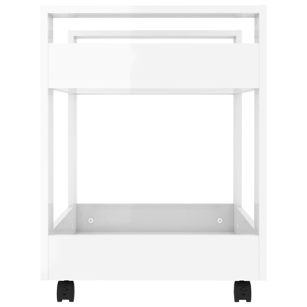 vidaXL Cărucior de birou, alb extralucios, 60x45x60 cm, lemn prelucrat