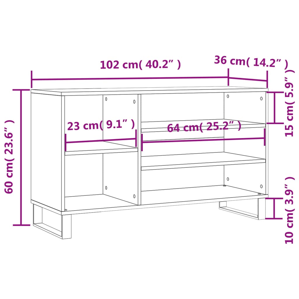 vidaXL Pantofar, stejar maro, 102x36x60 cm, lemn prelucrat